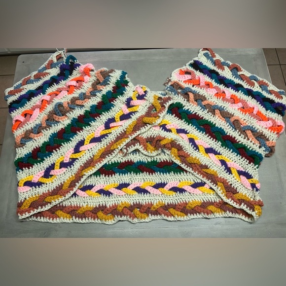 Crochet Multicolor Hand Made Bed Runner/ Foot Warmer/ Table Runner 23” X 73” - Picture 11 of 14